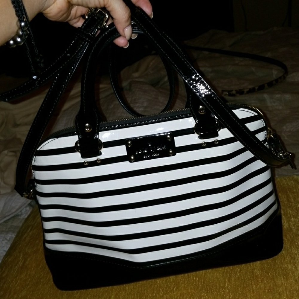 Kate Spade black and white striped handbag